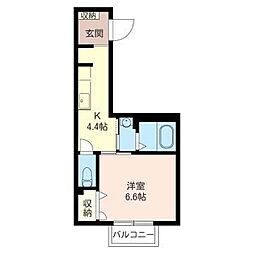 パルアベニュー 1Kの間取図画像