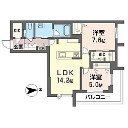 プレヴィア レジデンス 2LDKの間取図画像