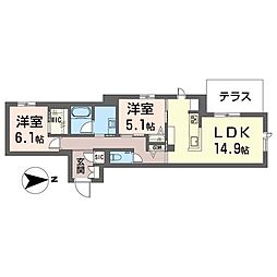 プレヴィア レジデンス 2LDKの間取図画像