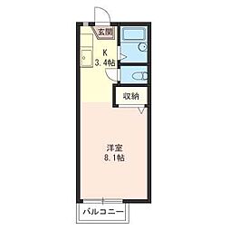 ヴィラN-A 1Kの間取図画像