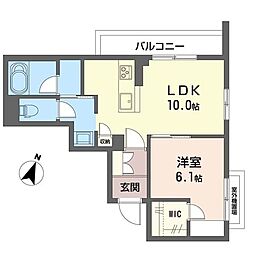 ヴイスタ ルミノーザ ウェスト 1LDKの間取図画像