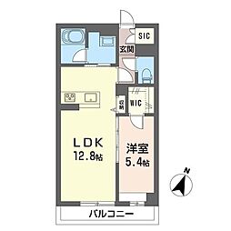 ヴイスタ ルミノーザ ウェスト 1LDKの間取図画像