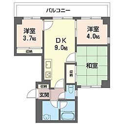 アルカサーノ大和 3DKの間取図画像