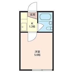 ドンジョンヤマト・B 1Kの間取図画像