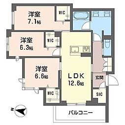 エスフォート 3LDKの間取図画像