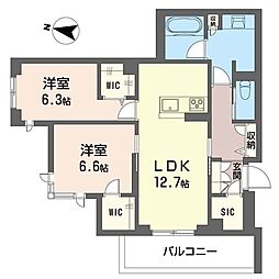 エスフォート 2LDKの間取図画像