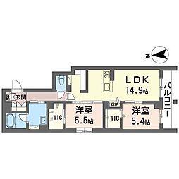 プリマ・クラッセ 2LDKの間取図画像