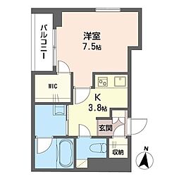 リニエール北浦和 1Kの間取図画像