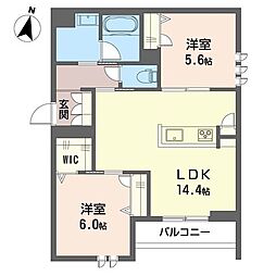 アールコート 2LDKの間取図画像