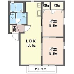 パルティール 2LDKの間取図画像