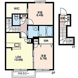 シャルルグランデB 2LDKの間取図画像