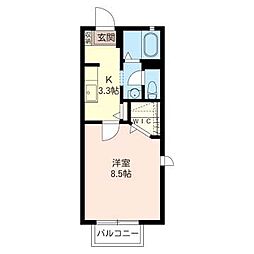 シティーハイムWING田彦A 1Kの間取図画像