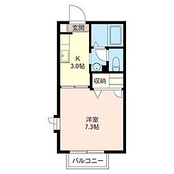 シャルム上水戸A 1Kの間取図画像