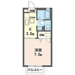 シャルム上水戸A 1Kの間取図画像