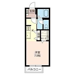 マークリーサB ワンルームの間取図画像