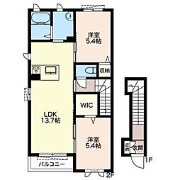 ピエールリヴィエール　Ｄ 2階2LDKの間取り