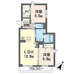 シーサム 2LDKの間取図画像