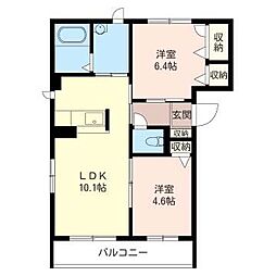 エレガンスB 2LDKの間取図画像