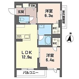アトリエール 2LDKの間取図画像