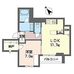 ソレイユ三の丸 1LDKの間取図画像