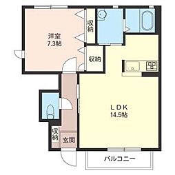 シャーメゾングレイス 1階1LDKの間取り