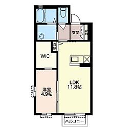 ルパン 1LDKの間取図画像