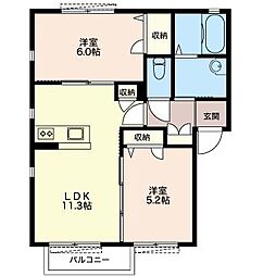 ワルツ 2LDKの間取図画像