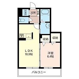 グリーンパークA 1LDKの間取図画像