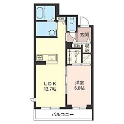 ラフィーナコート 1LDKの間取図画像