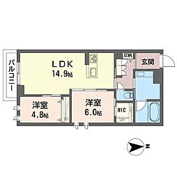 メゾン・セ・ラヴィ2 2LDKの間取図画像