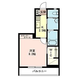 リヴェール・ワン 1Kの間取図画像