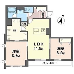 プロスペラーレ 2LDKの間取図画像