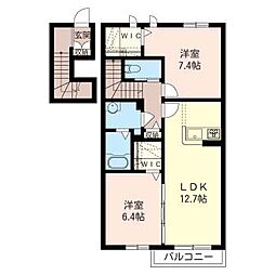 MASTLIFEつくば学園南B 2LDKの間取図画像