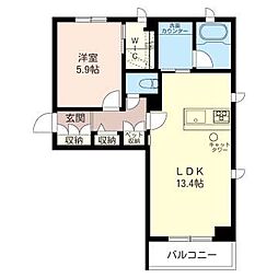 リッツ　ガーデン学園の森II 3階1LDKの間取り