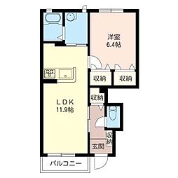 マストライフモリヤプラスB 1LDKの間取図画像