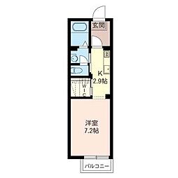エントピアA 1Kの間取図画像