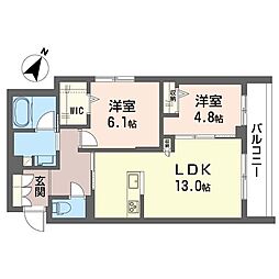 ＬＹＮＮ竹園 4階2LDKの間取り