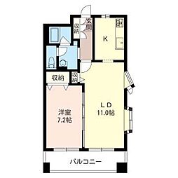 グランシャリオ竹園 1LDKの間取図画像