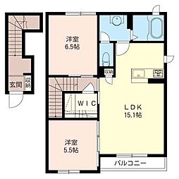 コモドヴィータWEST 2LDKの間取図画像