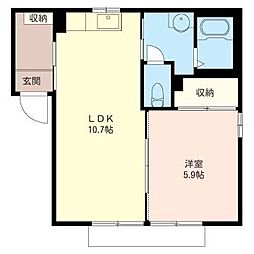 エステートガーデンA 1LDKの間取図画像
