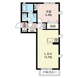 ヴィラシンビオーシス 1LDKの間取図画像