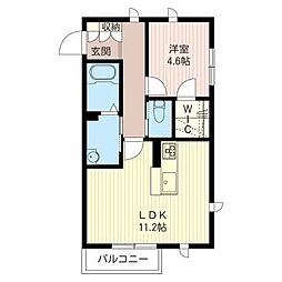 マストライフ高崎貝沢 1LDKの間取図画像