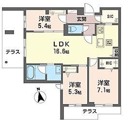 グランド　ヒルズ 1階3LDKの間取り