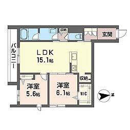 アストロフィラ 2LDKの間取図画像