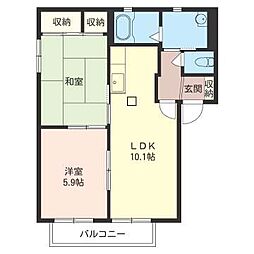クレール 2LDKの間取図画像