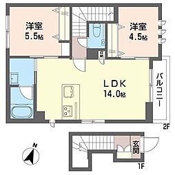 レフィシア石神井公園 2LDKの間取図画像