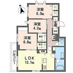 クーレグランツ 3LDKの間取図画像