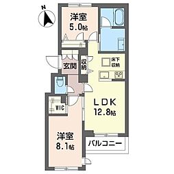 クーレグランツ 2LDKの間取図画像