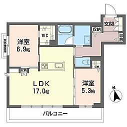 べレオ船橋 3階2LDKの間取り