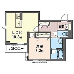 カステール 1LDKの間取図画像